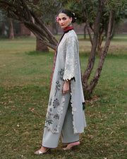 Jugnu Lahore Womenswear Embroidered Khaddar Unstitched 3Pc Suit - HERAN