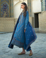 Hemline by Mushq Bukhara Embroidered Viscose Unstitched 3Pc Suit - Heritage Haze