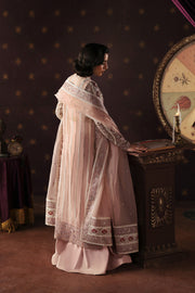 Afrozeh La Fuchsia Embroidered Organza Unstitched 3Pc Suit - Hermit