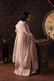 Afrozeh La Fuchsia Embroidered Organza Unstitched 3Pc Suit - Hermit