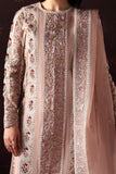 Afrozeh La Fuchsia Embroidered Organza Unstitched 3Pc Suit - Hermit