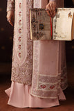 Afrozeh La Fuchsia Embroidered Organza Unstitched 3Pc Suit - Hermit
