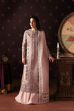Afrozeh La Fuchsia Embroidered Organza Unstitched 3Pc Suit - Hermit