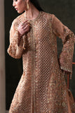 Emaan Adeel Starlit Jewels Unstitched Organza 3Pc Suit - Hessonite