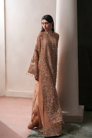 Emaan Adeel Starlit Jewels Unstitched Organza 3Pc Suit - Hessonite