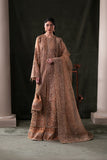 Emaan Adeel Starlit Jewels Unstitched Organza 3Pc Suit - Hessonite