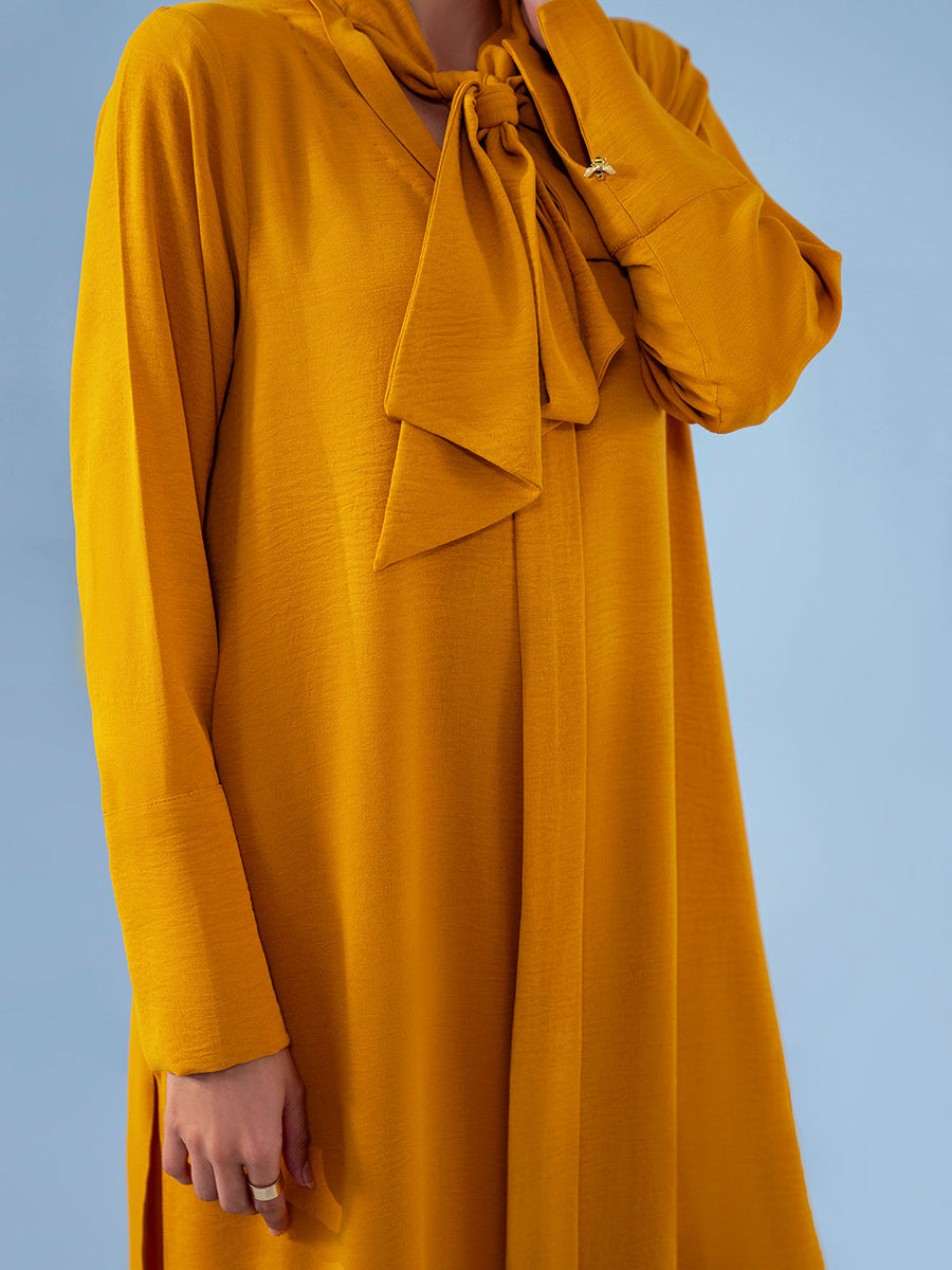 Hemstitch Georgette Affair Embroidered Georgette Stitched 2Pc Suit - Honey Bee