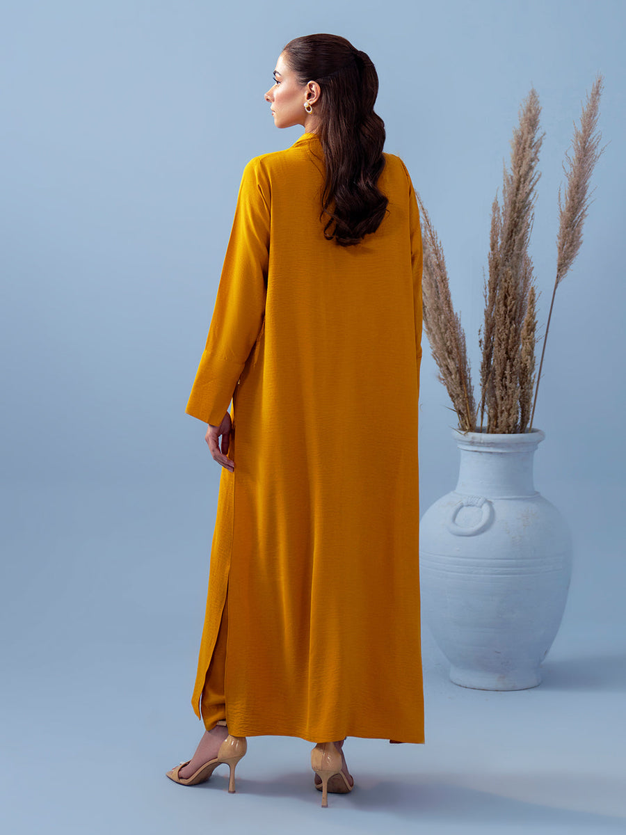 Hemstitch Georgette Affair Embroidered Georgette Stitched 2Pc Suit - Honey Bee