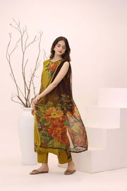 Feathers Premium House of Petals Unstitched Lawn 3Pc Suit Honeyed Horizon-FT752