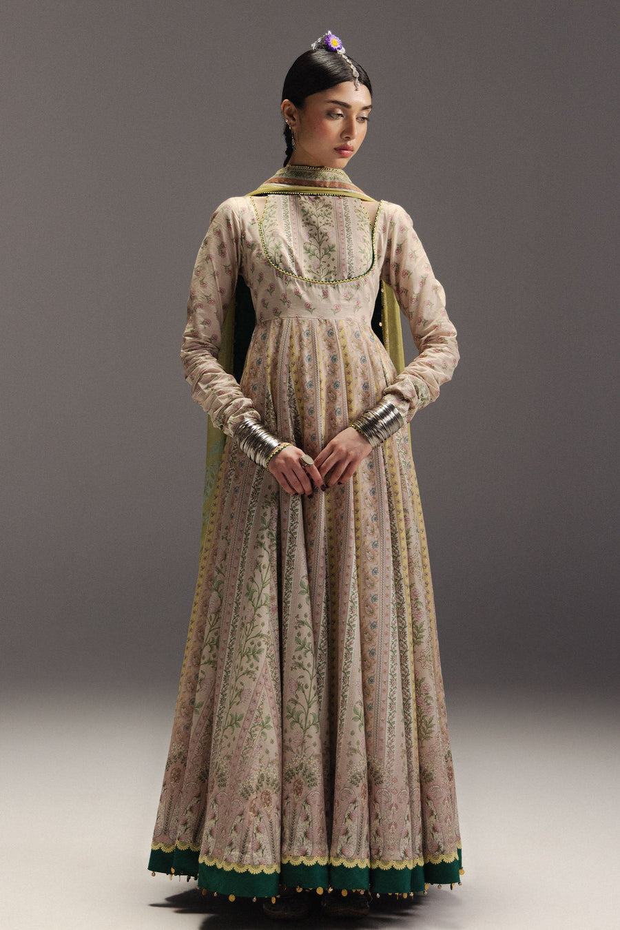 Zara Shahjahan Anarkali Embroidered Lawn Unstitched 3Pc Suit D-08 HOORAIN