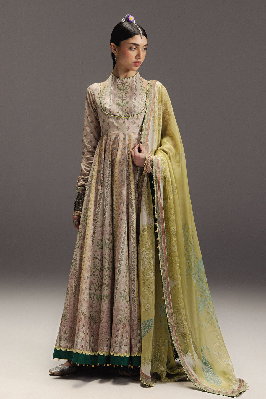 Zara Shahjahan Anarkali Embroidered Lawn Unstitched 3Pc Suit D-08 HOORAIN