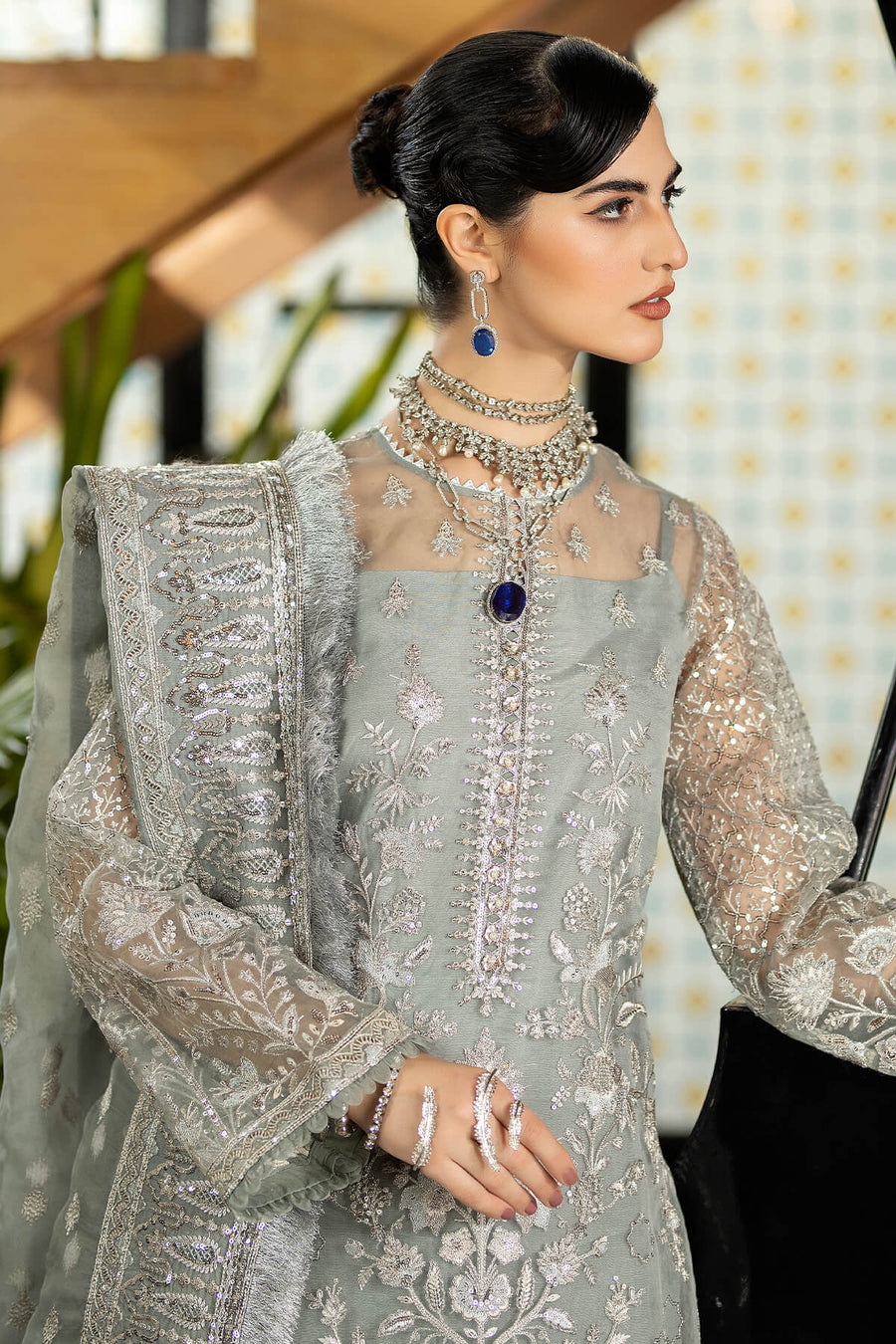 Jhalak by Imrozia Premium Embroidered Organza 3Pc Suit I-179 INAAYAT