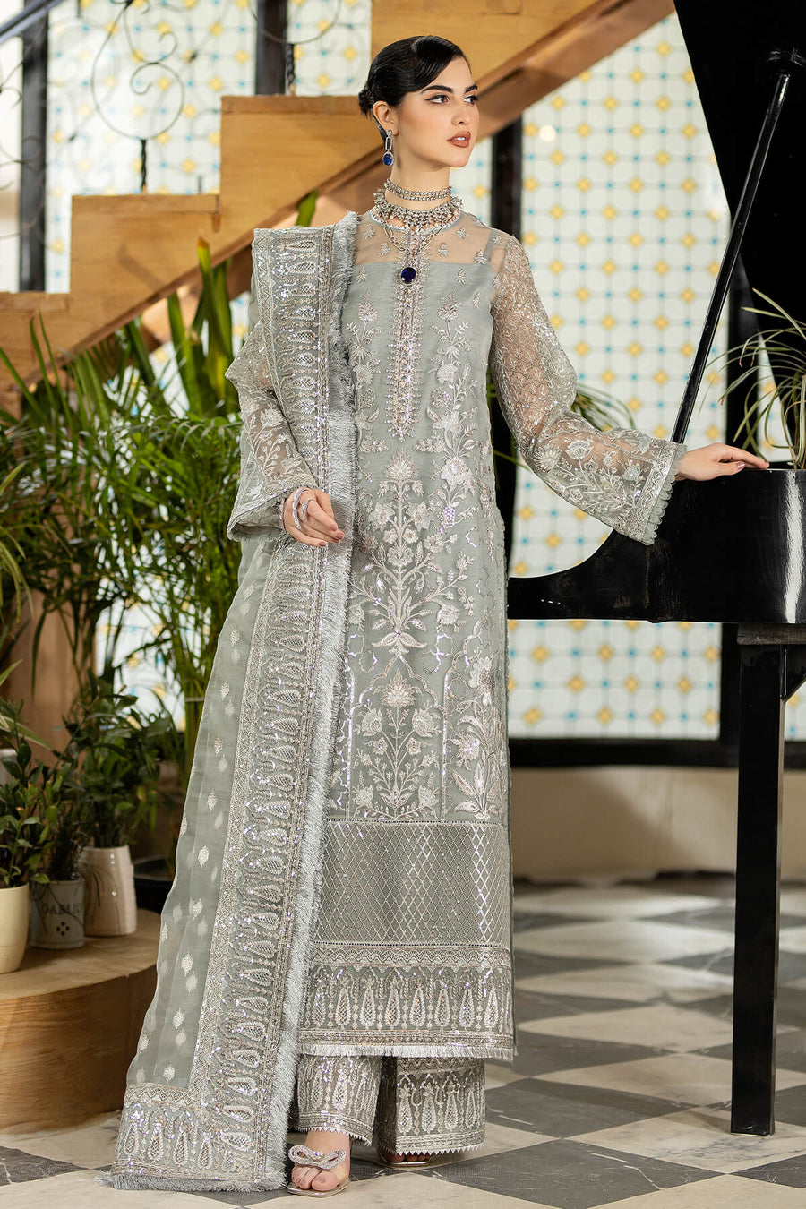 Jhalak by Imrozia Premium Embroidered Organza 3Pc Suit I-179 INAAYAT