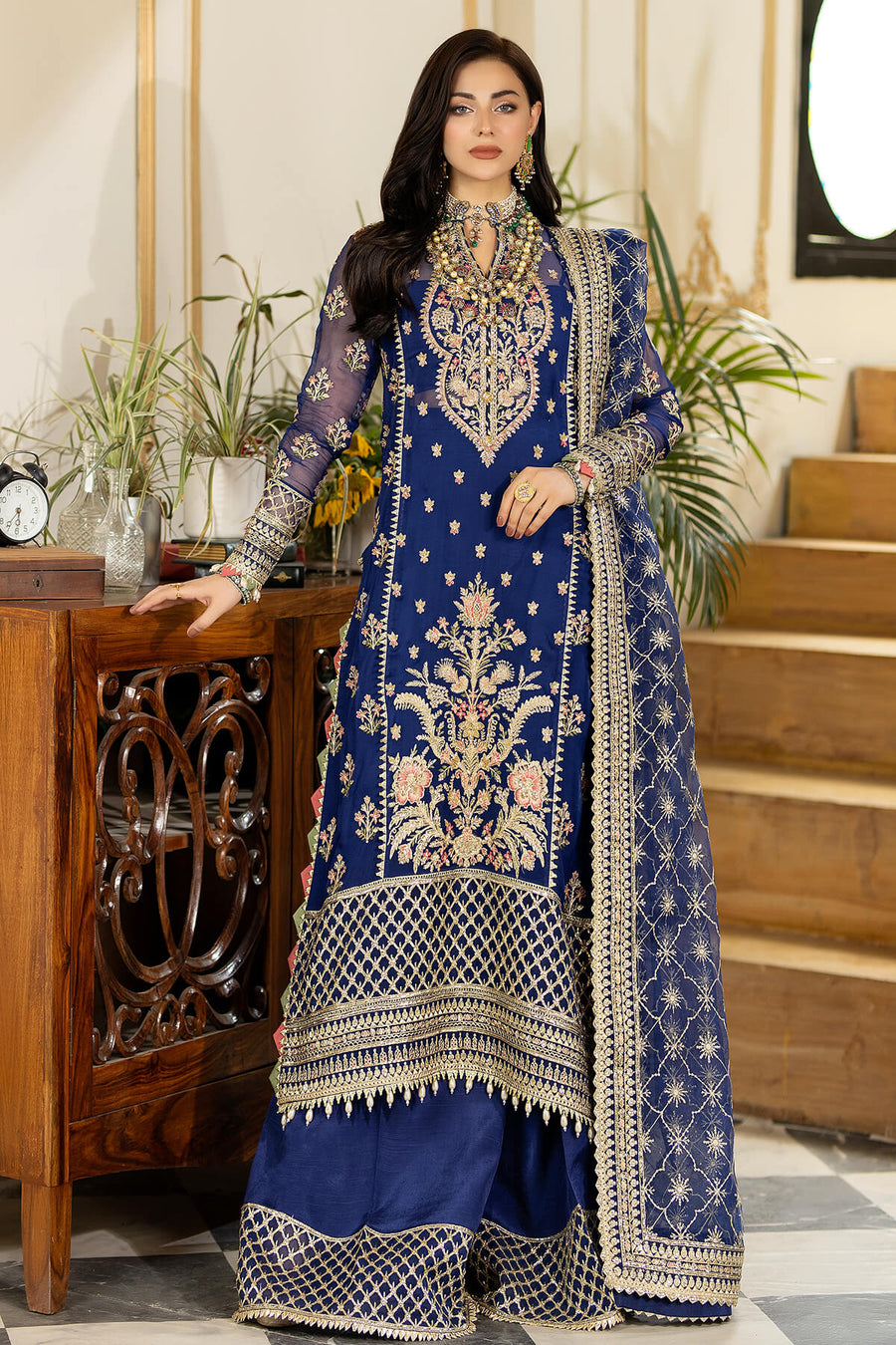 Jhalak by Imrozia Premium Embroidered Chiffon 3Pc Suit I-186 GULNAAZ