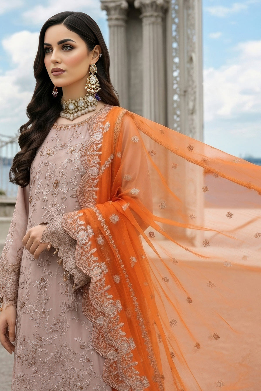 Imrozia Serene Mehr-e-Mah Embroidered Chiffon Unstitched 3Pc Suit I-241 Ruveyda
