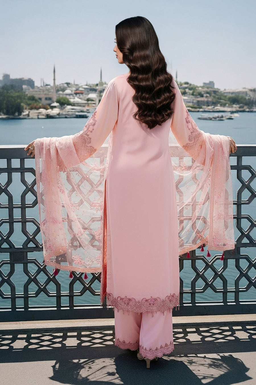 Imrozia Serene Mehr-e-Mah Embroidered Chiffon Unstitched 3Pc Suit I-242 Meleknaaz