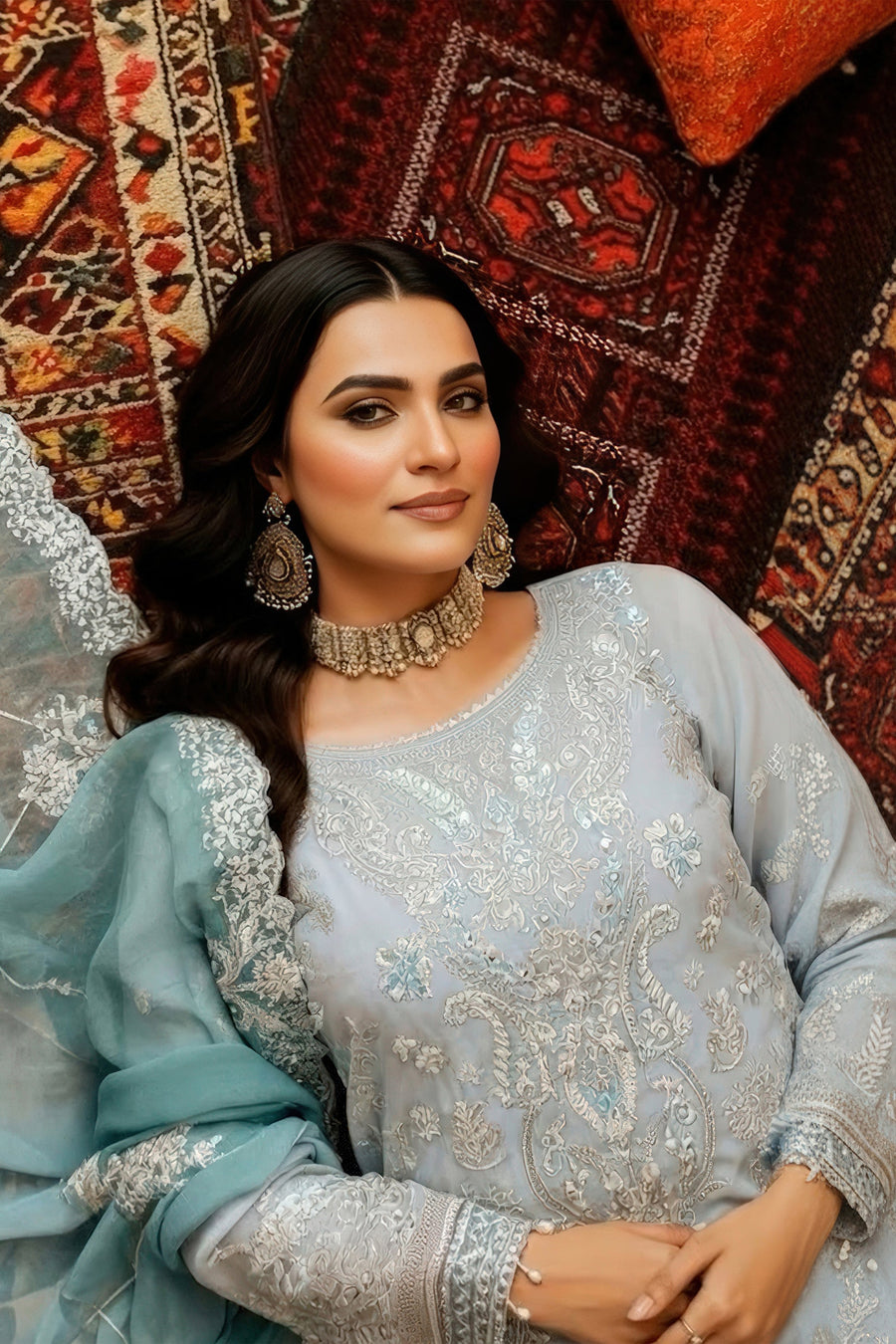 Imrozia Serene Mehr-e-Mah Embroidered Chiffon Unstitched 3Pc Suit I-243 Elif-e-Noor