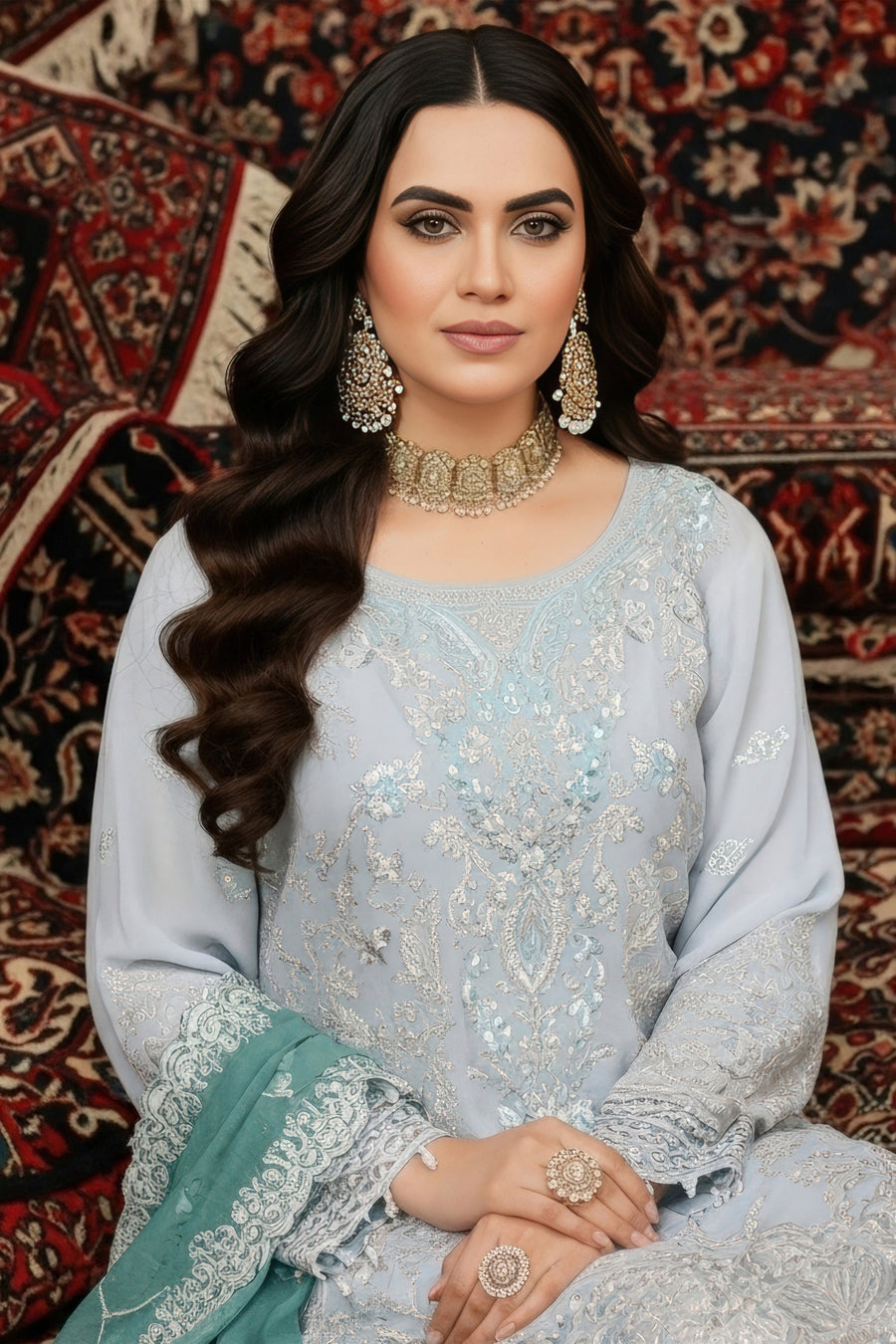 Imrozia Serene Mehr-e-Mah Embroidered Chiffon Unstitched 3Pc Suit I-243 Elif-e-Noor