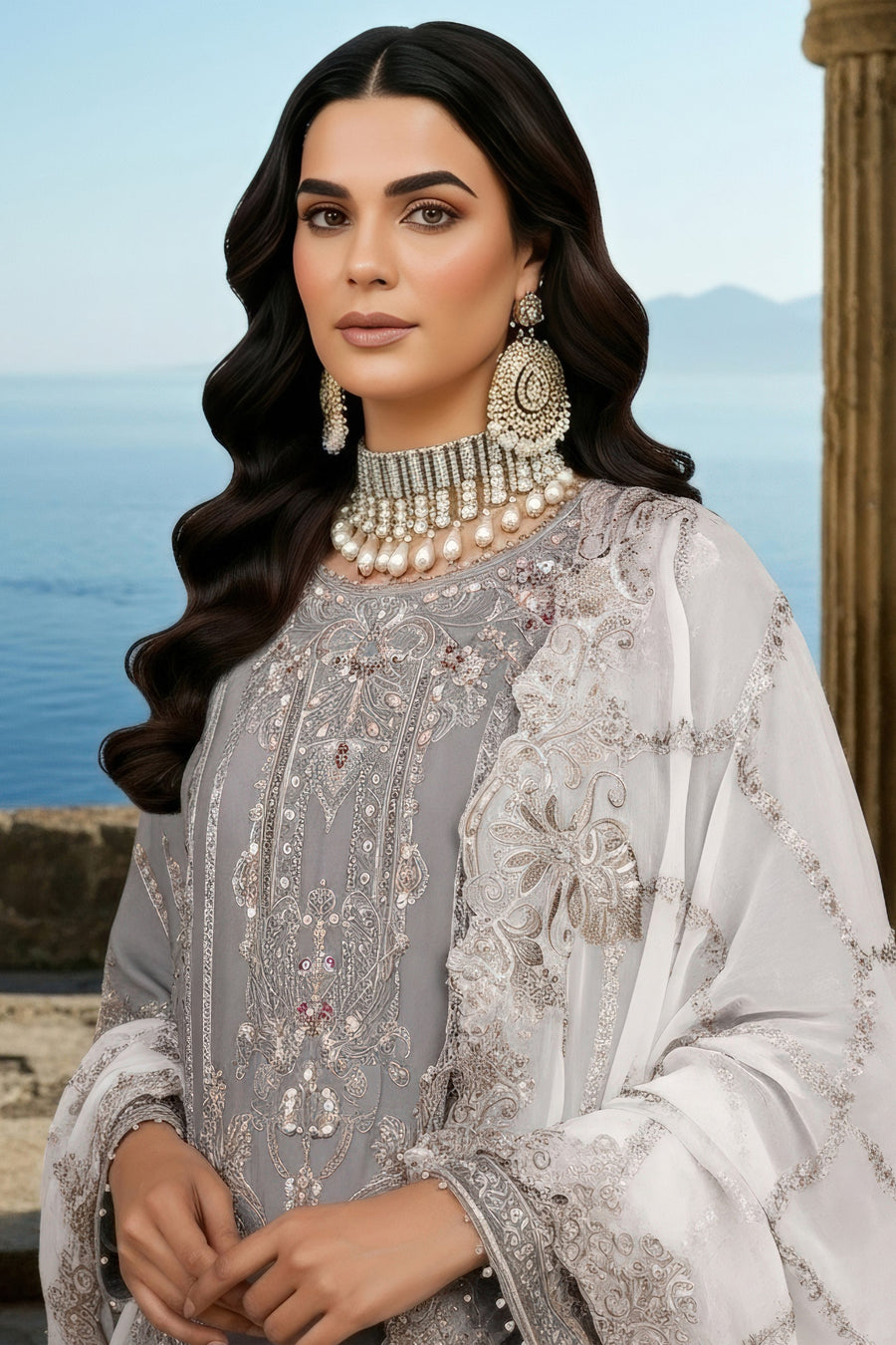 Imrozia Serene Mehr-e-Mah Embroidered Chiffon Unstitched 3Pc Suit I-246 Lalezar