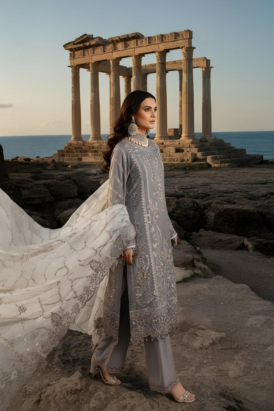 Imrozia Serene Mehr-e-Mah Embroidered Chiffon Unstitched 3Pc Suit I-246 Lalezar