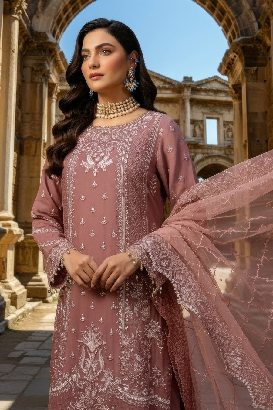 Imrozia Serene Mehr-e-Mah Embroidered Chiffon Unstitched 3Pc Suit I-247 Aysel