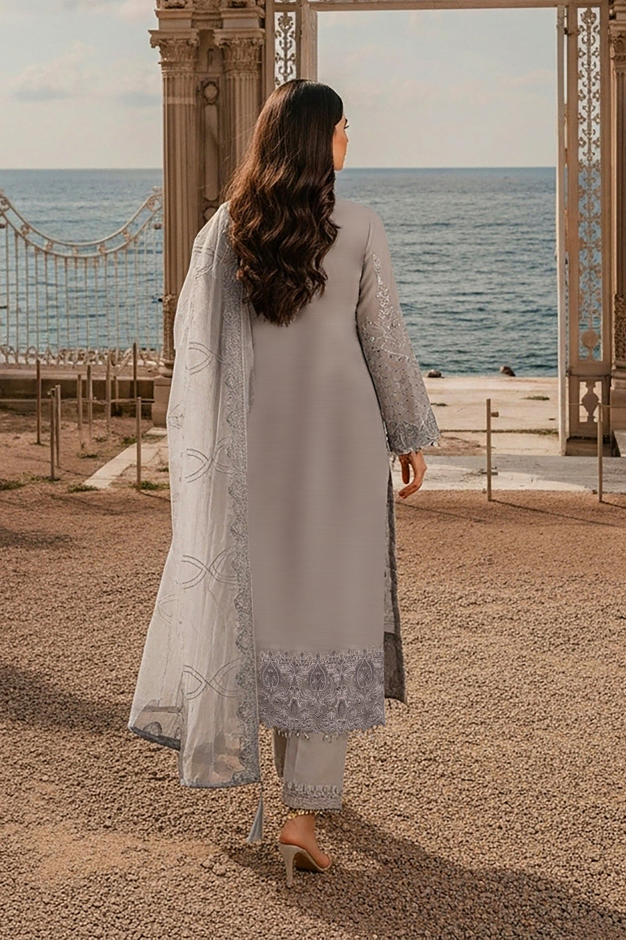 Imrozia Serene Mehr-e-Mah Embroidered Chiffon Unstitched 3Pc Suit I-248 Feray