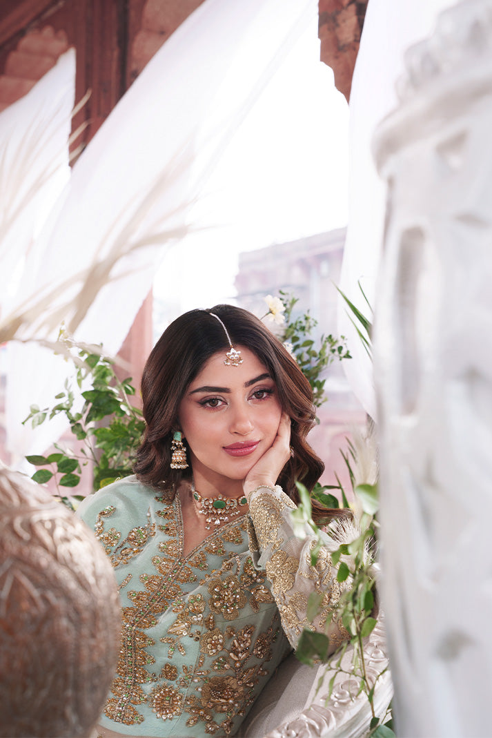 Imrozia Serene Sajal Embroidered Khaddi Net Unstitched 3Pc Suit I-258 Afsanay
