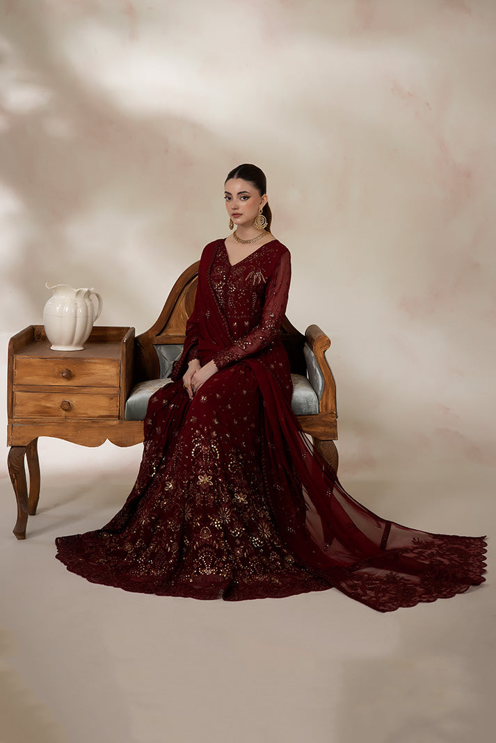 Imrozia Premium La Fiora Unstitched Luxury Chiffon 3Pc Suit I-277 AMARANTE