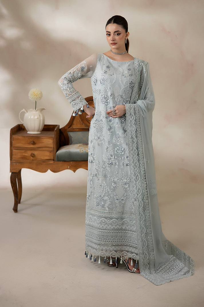 Imrozia Premium La Fiora Unstitched Luxury Chiffon 3Pc Suit I-278 AZZURA