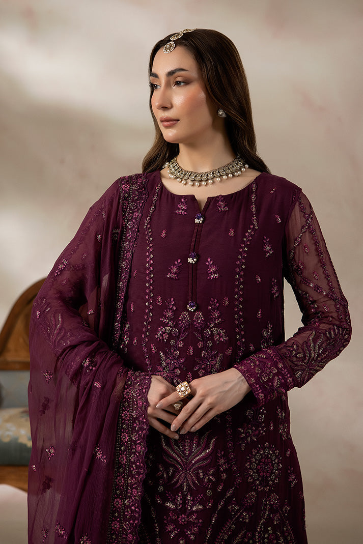 Imrozia Premium La Fiora Unstitched Luxury Chiffon 3Pc Suit I-284 RUBELLE