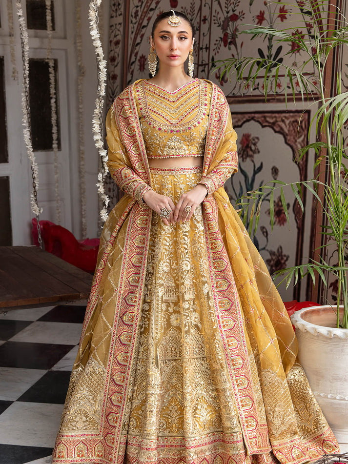 Imrozia Premium Embroidery Dastaan Unstitched Bridal Suit IB-35 Narmin