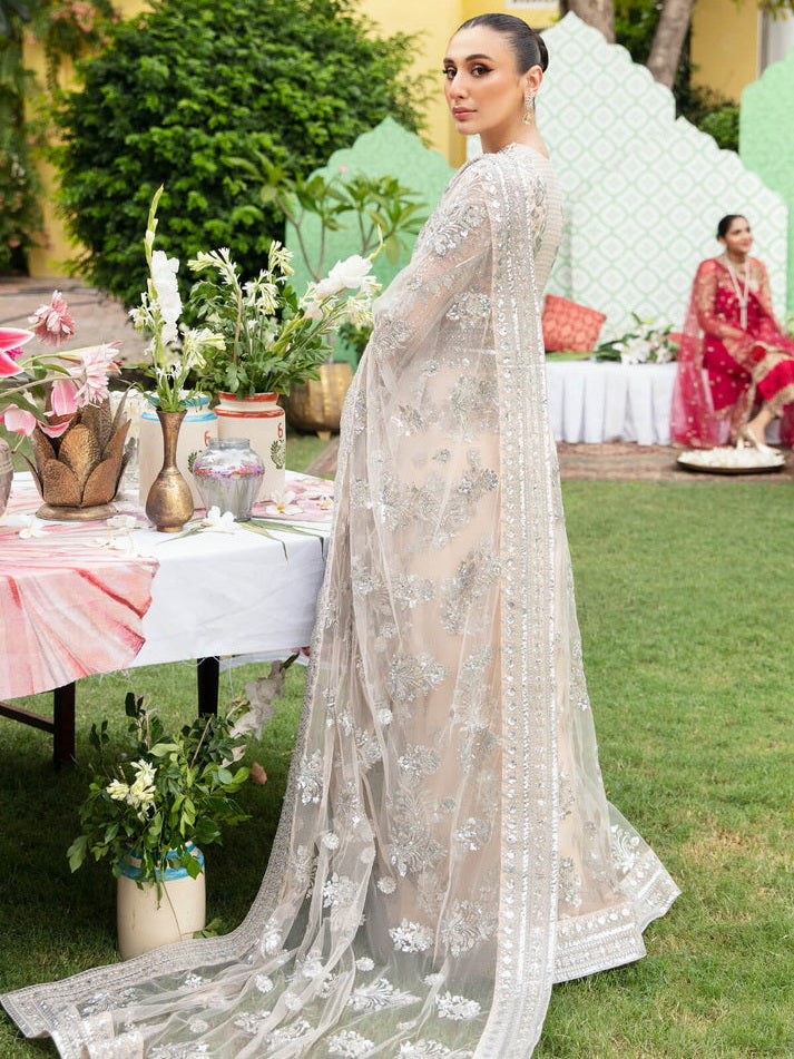 Imrozia Premium Embroidery Dastaan Unstitched Bridal Saree IB-36 Mehrnaz