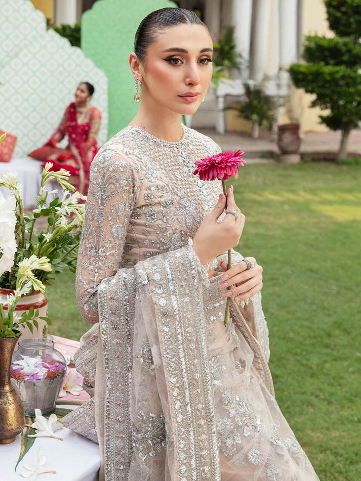 Imrozia Premium Embroidery Dastaan Unstitched Bridal Saree IB-36 Mehrnaz