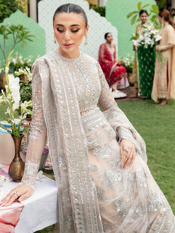 Imrozia Premium Embroidery Dastaan Unstitched Bridal Saree IB-36 Mehrnaz