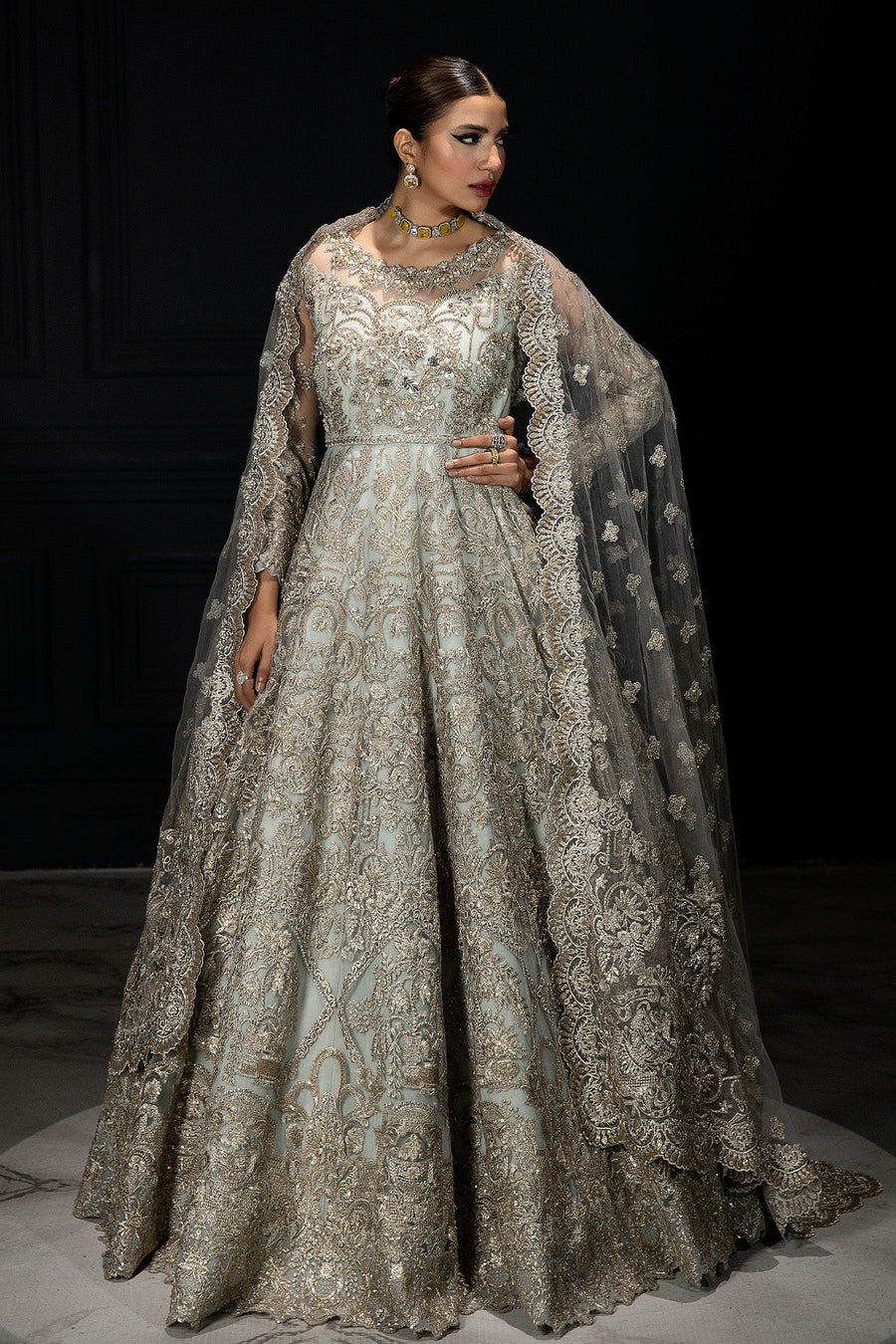 Andaaz-e-Khaas by Imrozia Premium Embroidered Net 3Pc Suit IB-48 Jaeda