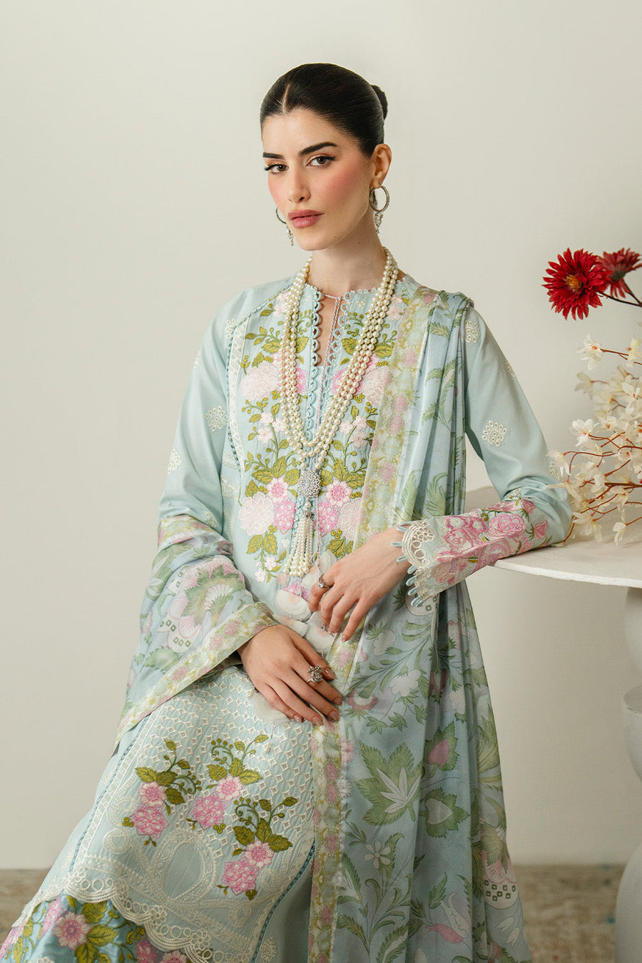 Zariya Zaira Embroidered Luxury Lawn Unstitched 3Pc Suit ZB6S107 IDALIA