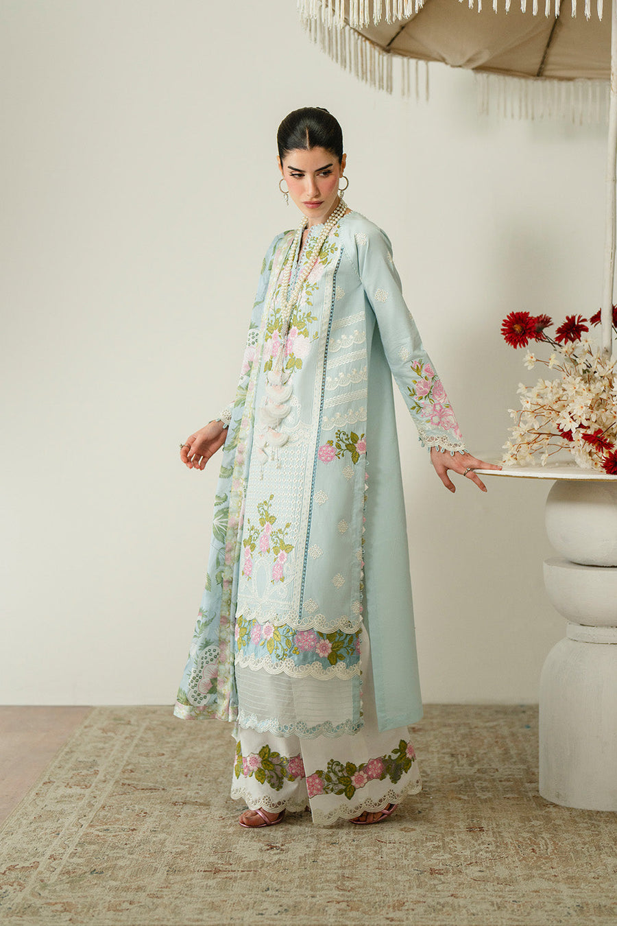 Zariya Zaira Embroidered Luxury Lawn Unstitched 3Pc Suit ZB6S107 IDALIA