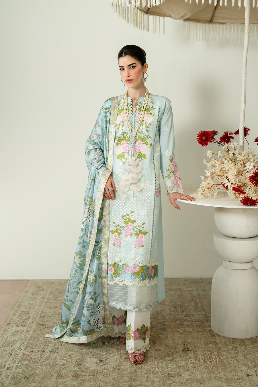 Zariya Zaira Embroidered Luxury Lawn Unstitched 3Pc Suit ZB6S107 IDALIA