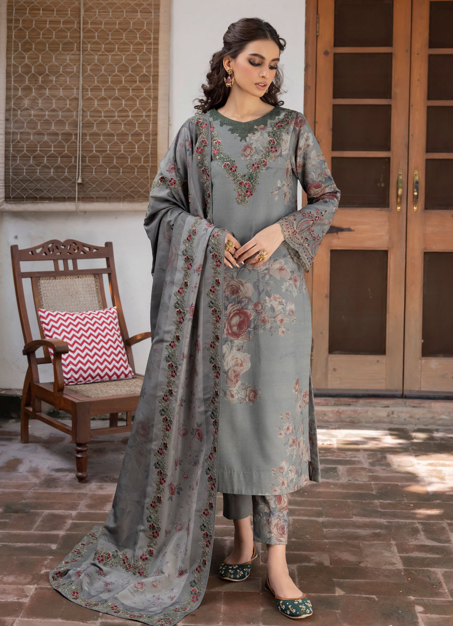 Jahanara by Iznik Embroidered Slub Khaddar Unstitched 3Pc Suit IJK-04 min