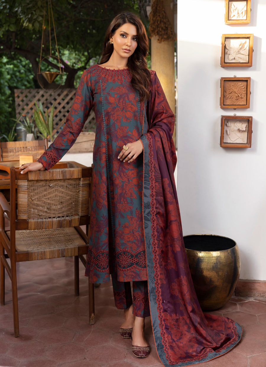 Jahanara by Iznik Embroidered Slub Khaddar Unstitched 3Pc Suit IJK-10
