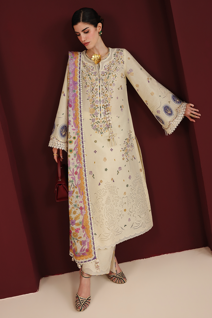 Jazmin Iris Luxury Lawn Unstitched Embroidered 3Pc Suit IL26-D01