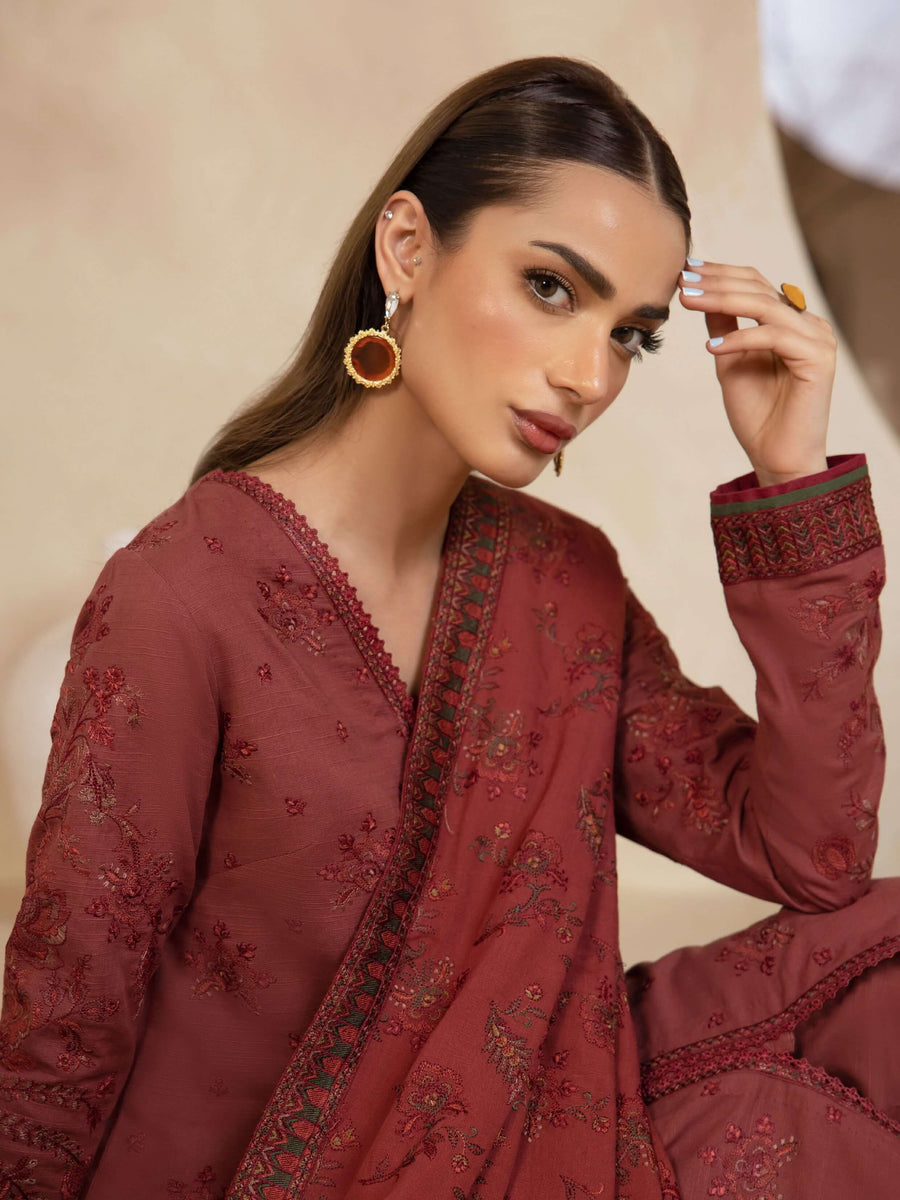 IZNIK Embroidered Winter Khaddar Unstitched 3Pc Suit ILW-10 Lithe