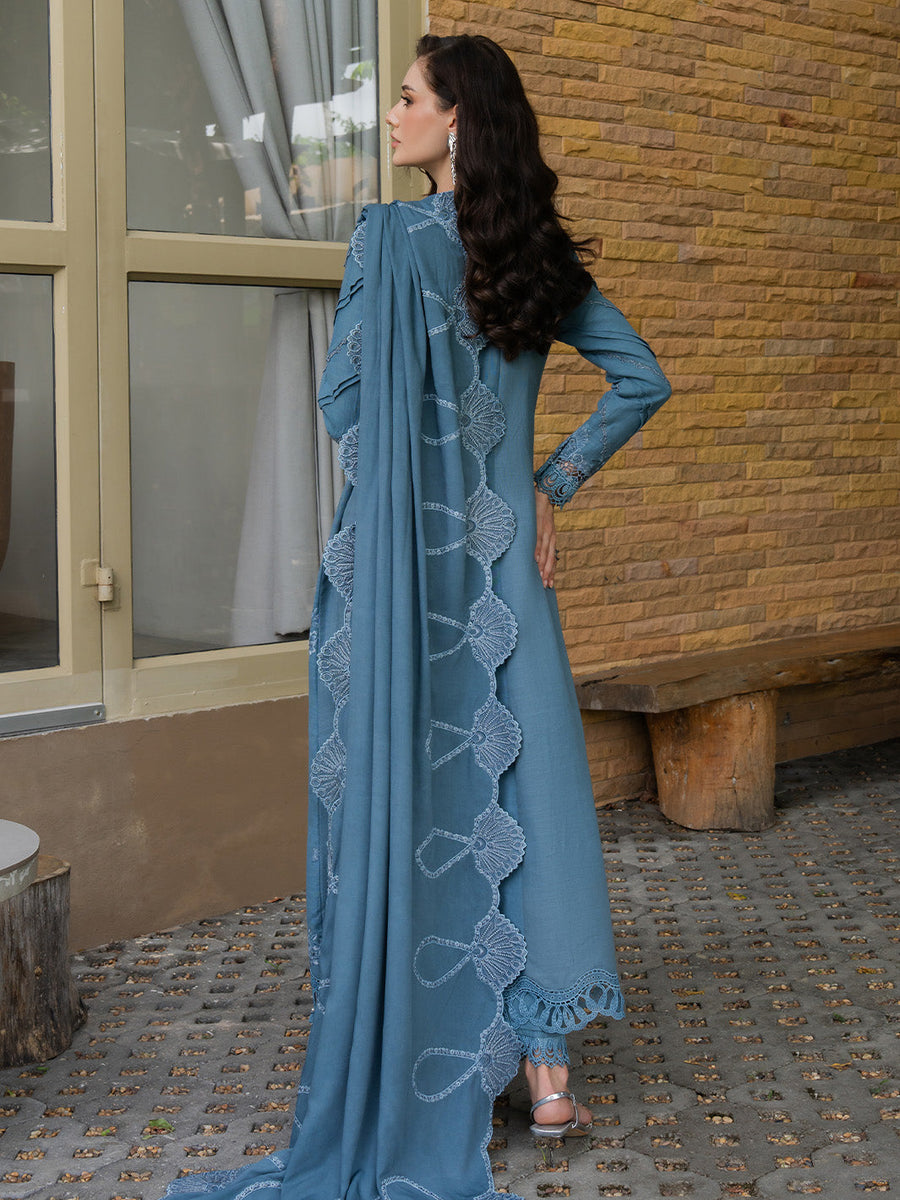 Faiza Faisal Dastaan Embroidered Khaddar Unstitched 3Pc Suit - IMAAN
