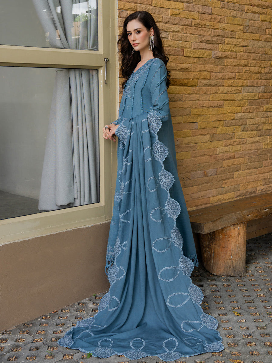 Faiza Faisal Dastaan Embroidered Khaddar Unstitched 3Pc Suit - IMAAN