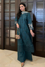 Neeshay Summer Lines Printkari Lawn Unstitched 3Pc Suit - LAGOON