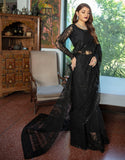 Emaan Adeel Luxury Embroidered Formal Wedding Saree PR-58 MAJESTIC BLACK