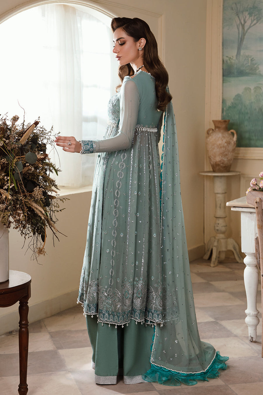 Zarposh Amirah Embroidered Chiffon Unstitched 3Pc Suit - Abroo