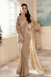 Zarposh Amirah Embroidered Chiffon Unstitched Saree - Mehru