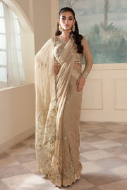 Zarposh Amirah Embroidered Chiffon Unstitched Saree - Mehru