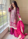 MOK Rang e Noor Embroidered Grip 3Pc Suit Sumbul - Fuchsia